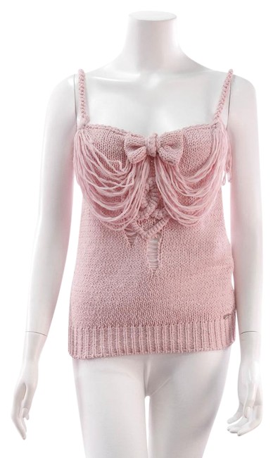 Chanel Light Pink Silk Chiffon Knit Camisole Blouse  