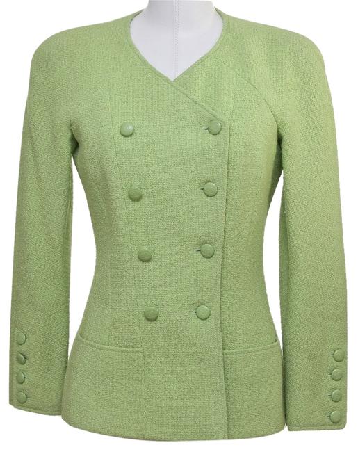 Chanel Lime Green Jacket Tweed Gold Hw Silk Lining Vintage Blazer  S 