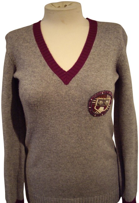 Chanel Logo Applique Patch Grey Sweater 