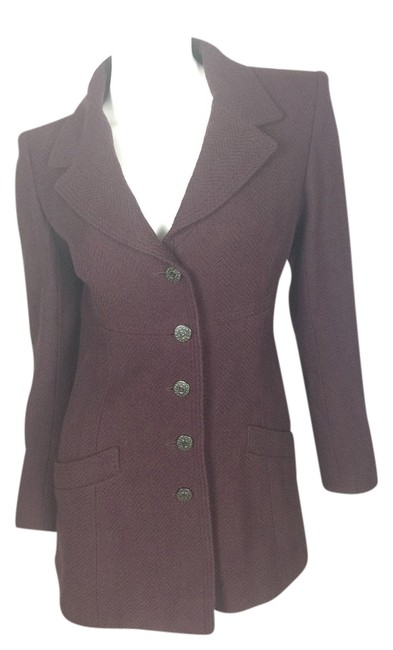 Chanel Maroon Constructed BlazerS 