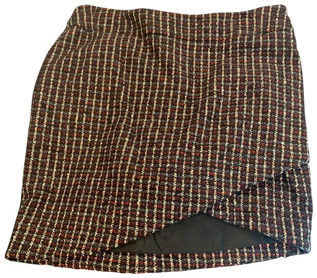 Chanel Multi Color Black Red Cream Tweed SkirtS 27 