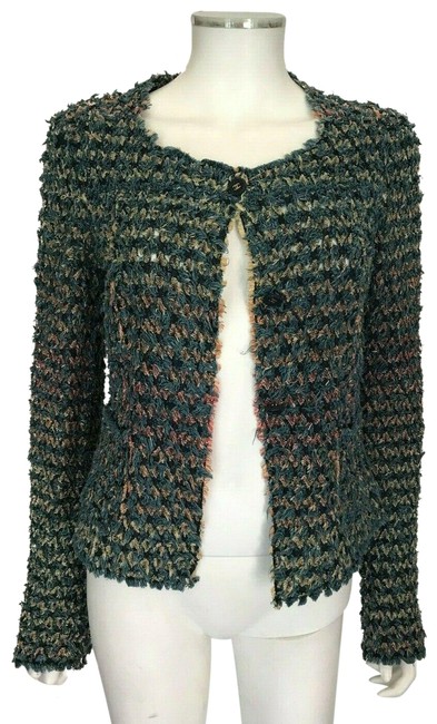 Chanel Multi Color Fuzzy Sweater Button 6 38 Cardigan  S 