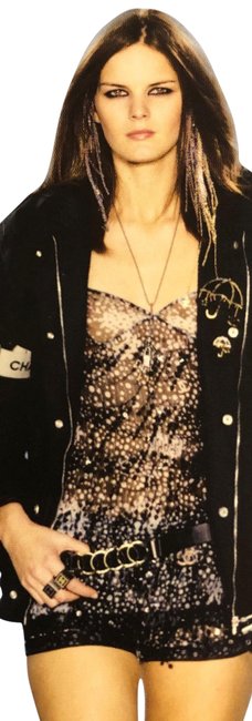 Chanel Multicolor Cc Print with Sequin Fringes Tank Top Cami  