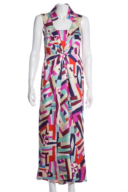 Chanel Multicolor Color Long Cocktail Dress  S 