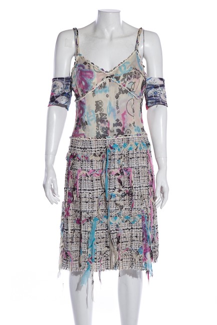 Chanel Multicolor Graffiti Tweed Short Cocktail Dress 0 M 