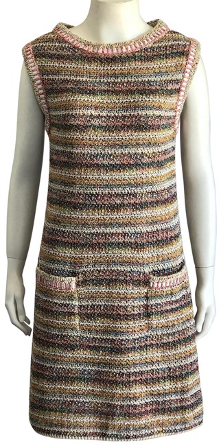 Chanel Multicolor Knit with Pockets Short Cocktail Dress  S 