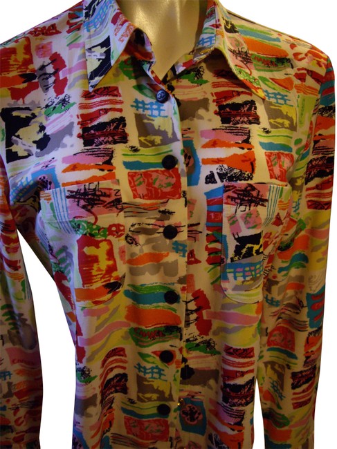 Chanel Multicolor Monogram Logo Blouse Chanel Blouse  