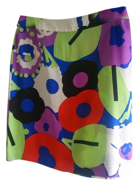 Chanel Multicolor Silk Logo Spring Skirt 4 L 34 