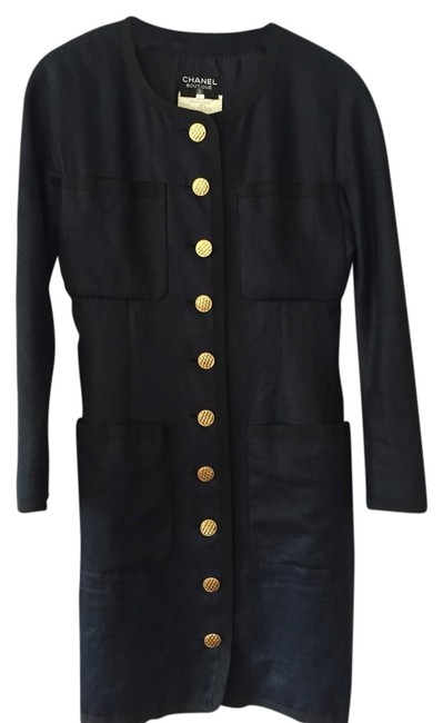 Chanel Navy and Black Knee Length Work Office Dress  S 