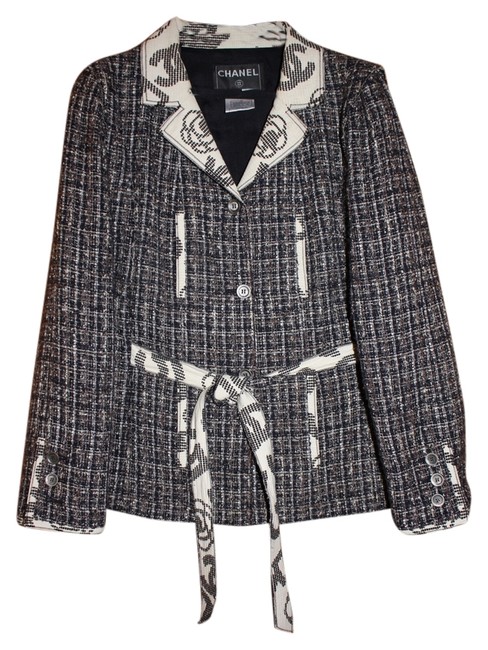 Chanel Navy &amp Black Multi Signature Cc Jacket 0 M 