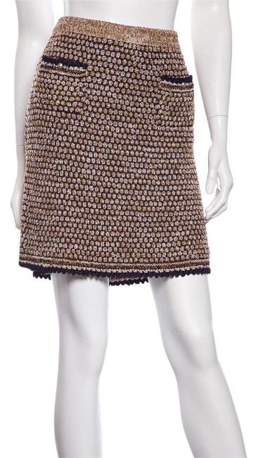 Chanel Navy &amp Brown 2011 Collection Skirt  29 30 