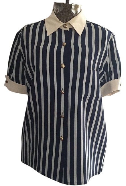 Chanel Navy and Cream Blouse  S 