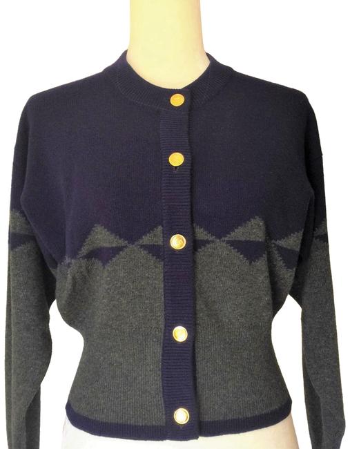 Chanel Navy&ampgrey Cashmere Diamonds Sweater 