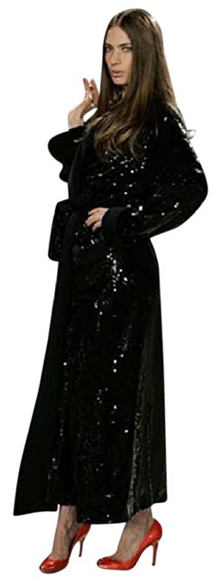 Chanel Navy Blue 2008 Unisex Sequin Bathrobe Cotton Blend Coat