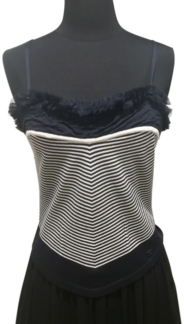 Chanel Navy Blue and Ivory Knit Tank Top CamiS 