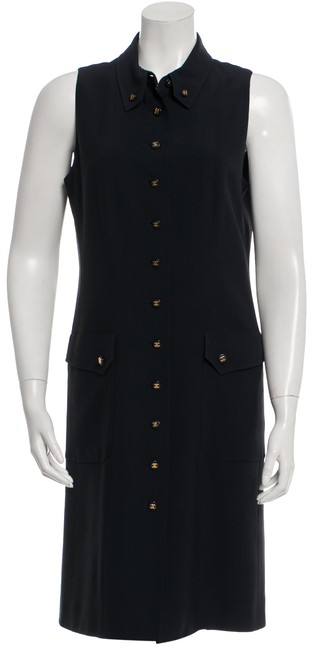 Chanel Navy Blue Sleeveless Mid length Cocktail Dress 0 M 