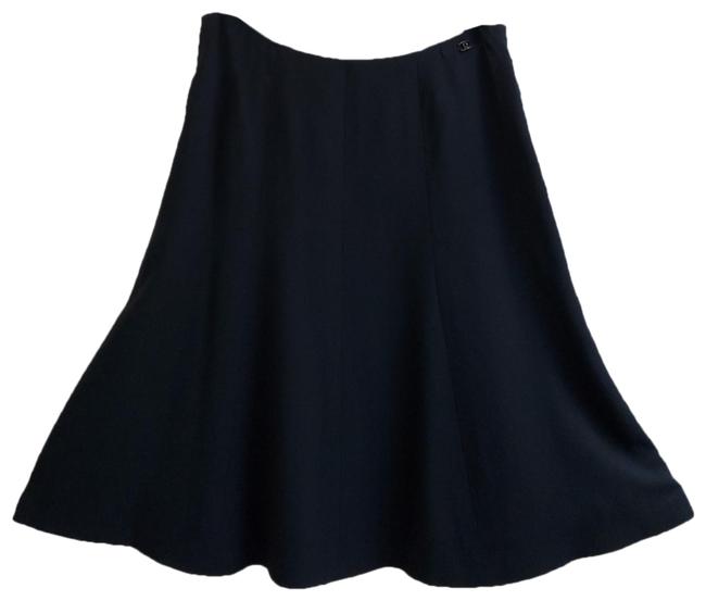 Chanel Navy Blue Trout Skirt  S 28 