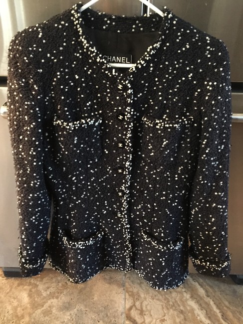 Chanel Navy Blue with White Dots Vintage Blazer
