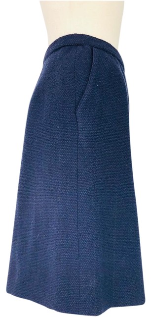 Chanel Navy Blue Wool Boucle Skirt Size OS one size 