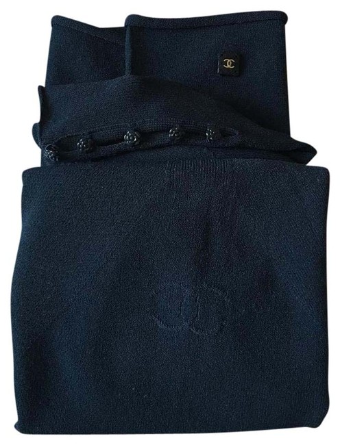 Chanel Camellia Cc Logo Knit Eur 42 Navy Sweater 