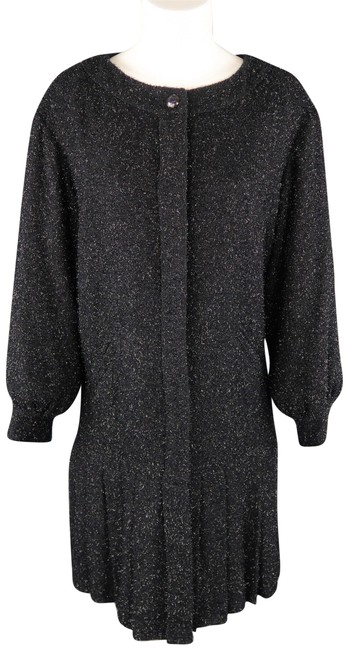 Chanel Navy Glitter Knit Fall 2013 Drop Waist Long Formal Dress  