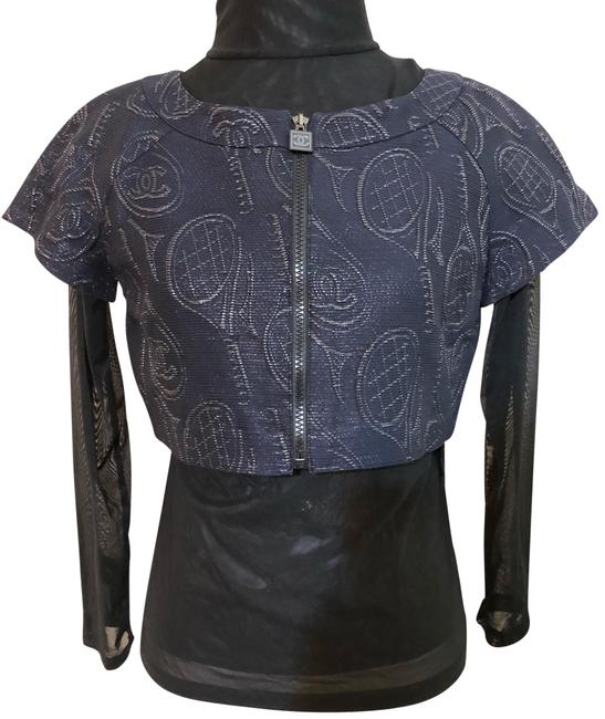 Chanel NavyLike Denim Sport Collection Logo Cropped Jacket Blazer