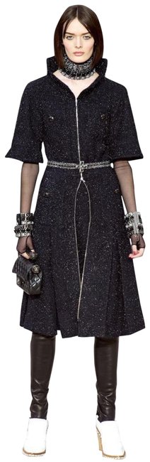 Chanel Navy Metallic 13a Runway Lesage Tweed Skirt 0 M 31 