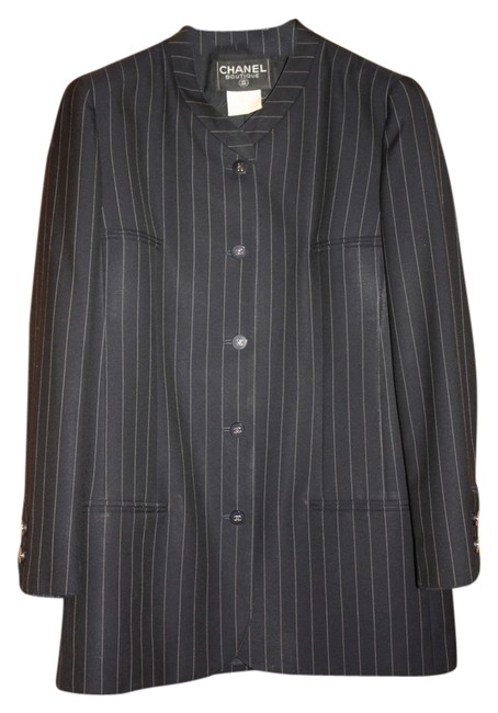 Chanel Navy with White Pin Stripe Classic Style Blazer 0 M 