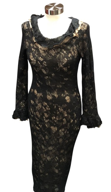 Chanel Nude Illusion Black 38 Knit Wiggle Long Cocktail DressS 