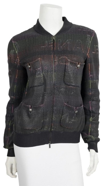 Chanel Olive Coated Bomber 38 Jacket  