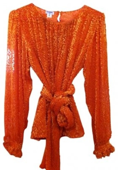 Chanel Orange Vintage Blouse Size Petite 2