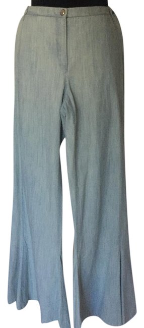 Chanel Pale Sky blue Light Wash Bell Bottom Trouser Wide Leg Jeans 2 8 M 
