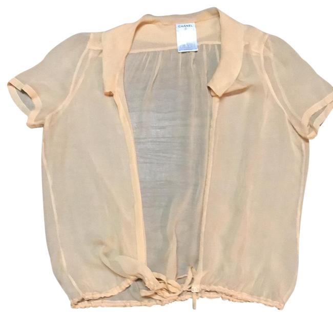 Chanel Pre Owned Sheer Silk Blouse Peach Top 
