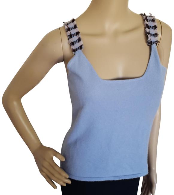 Chanel Periwinkle Cc Logo Sleeveless Cashmere Blue Sweater 