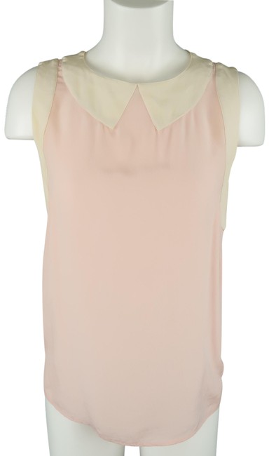 Chanel Pink &amp Cream Sleeveless Collar Silk Blouse  