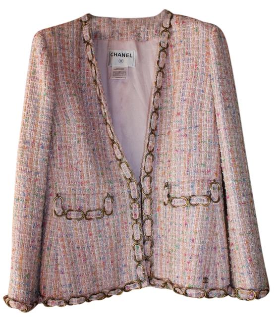 Chanel Pink Boucle' With Chain Detail Jacket 0 M 