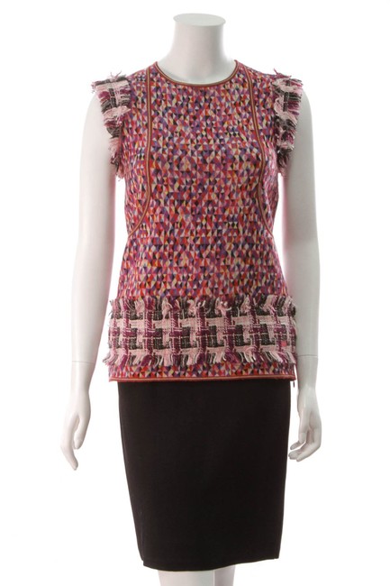 Chanel Pink Cashmere Knit Fringe Tank Top Cami  