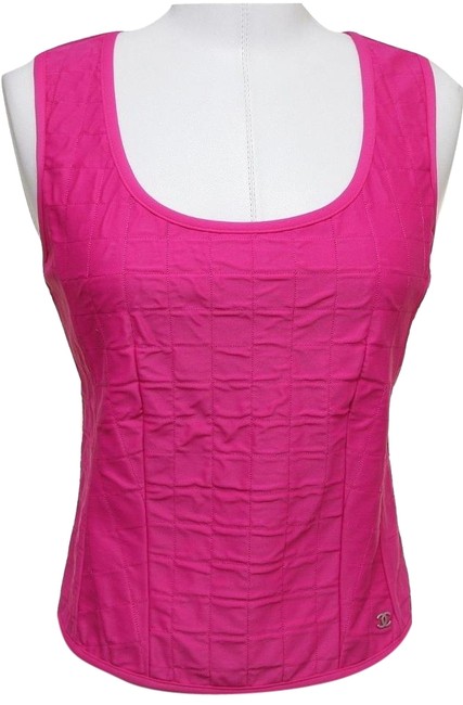 Chanel Pink Fuchsia Matelasse Bustier BlouseS 