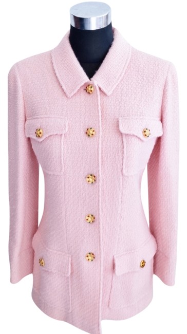 Chanel Pink Gripoix Jacket Cc Logo Buttons Boutique Runway Blazer  