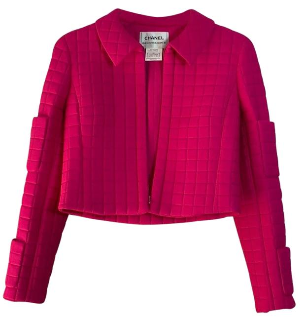 Chanel Pink Hot Quilted Bomber Jacket Coat  S 