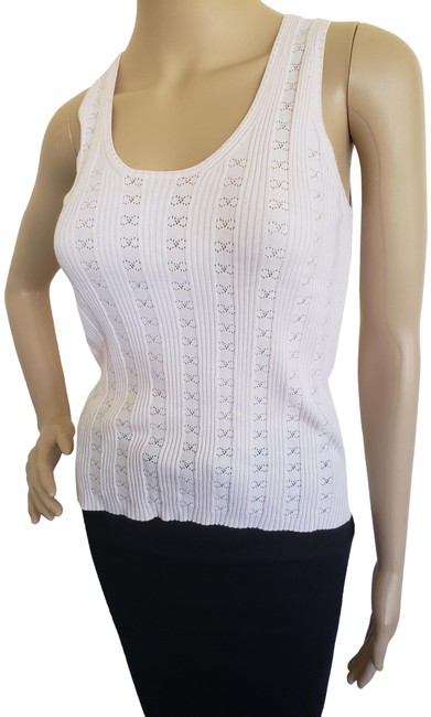 Chanel Pink Interlocking Cc Logo Sleeveless Rib Knit Blouse  S 