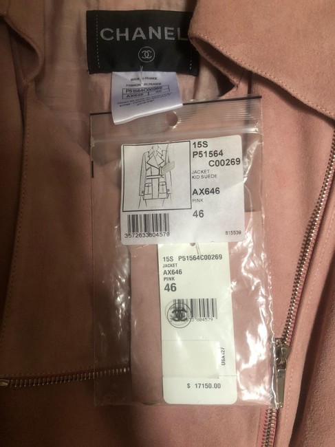 Chanel Pink Kid Suede Ax646 15s Jacket 4 L 