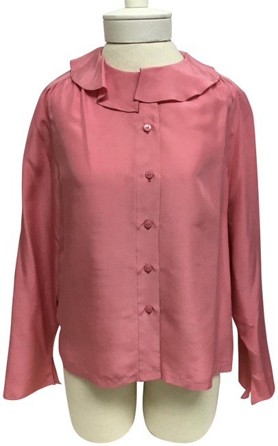 Chanel Pink Long Sleeve with Ruffle Collar Blouse 0 M 