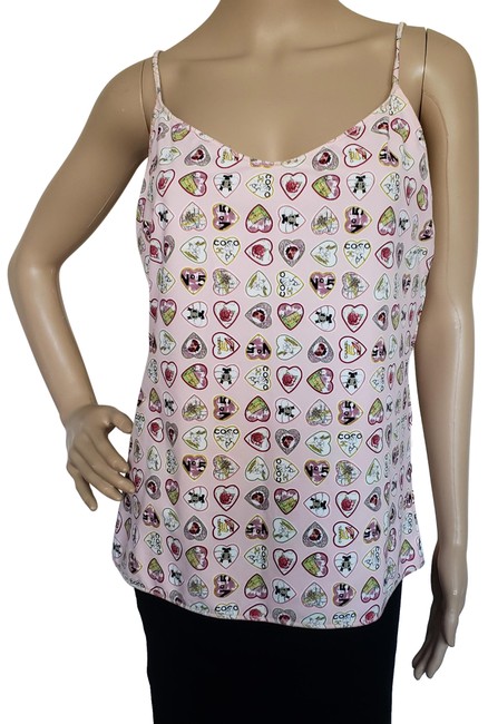 Chanel Pink Multicolor Coco Cc Print Sleeveless Blouse