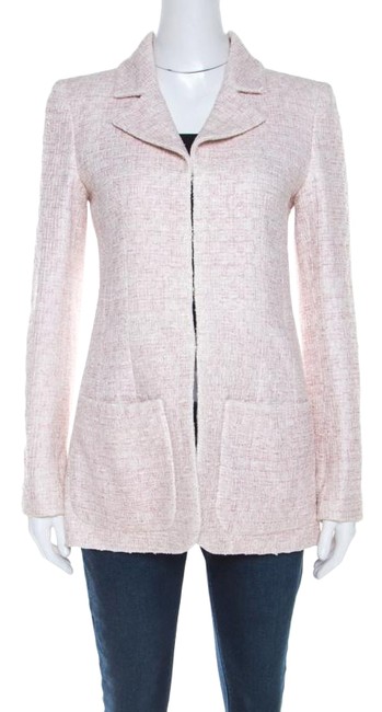 Chanel Pink Pale Lurex Insert Tweed Long Coat S Jacket  S 