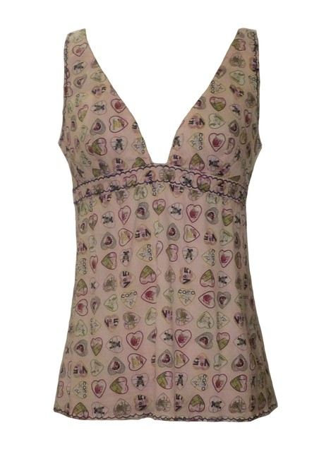 Chanel Pink Precious Symbols Hearts Tank Top Cami