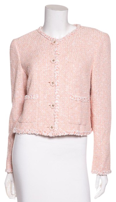 Chanel Pink Tweed Jacket 4 L 