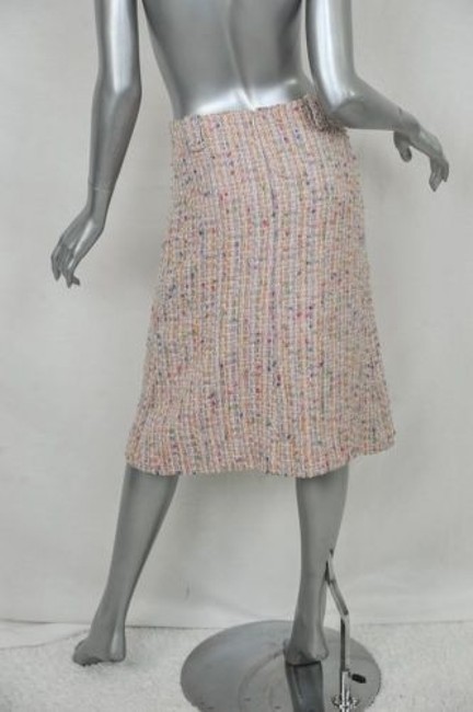 Chanel Pinkmulticolor Long Below knee length Tweed A line Skirtbelt Loops 436 