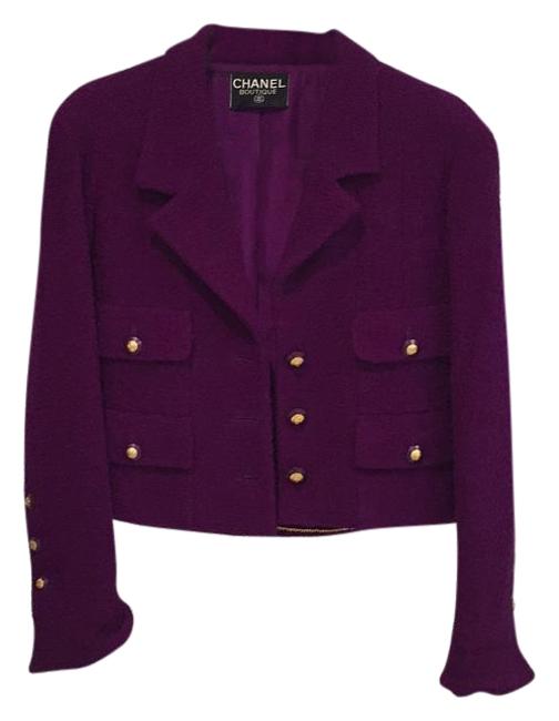 Chanel Plum Boucle Coat Jacket