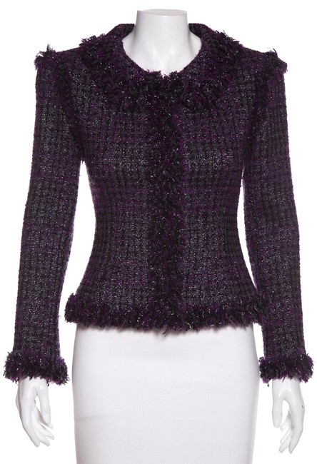 Chanel Purple &amp Black Tweed Jacket